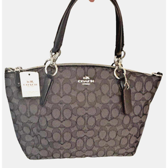 Coach Handbags - Coach Signature Small Kelsey Satchel Purse Handbag Crossbody Black Gray NWT